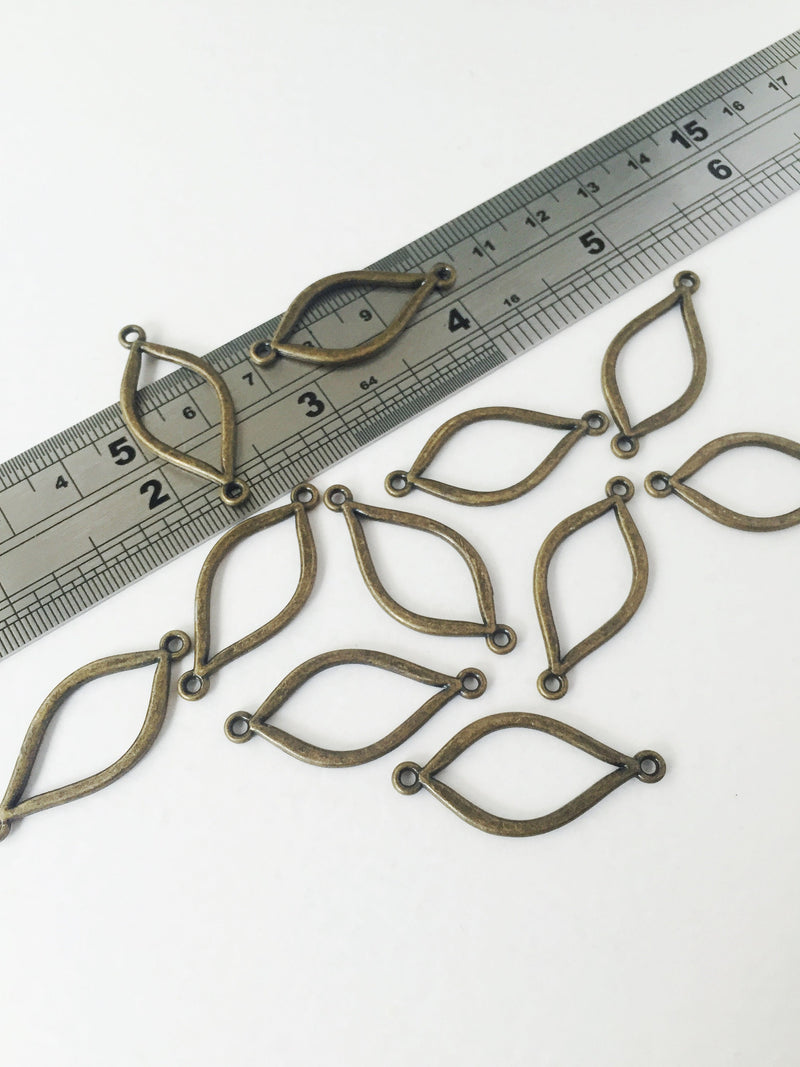 6 x Antique Bronze Marquise Connectors, 34x15mm (0763)