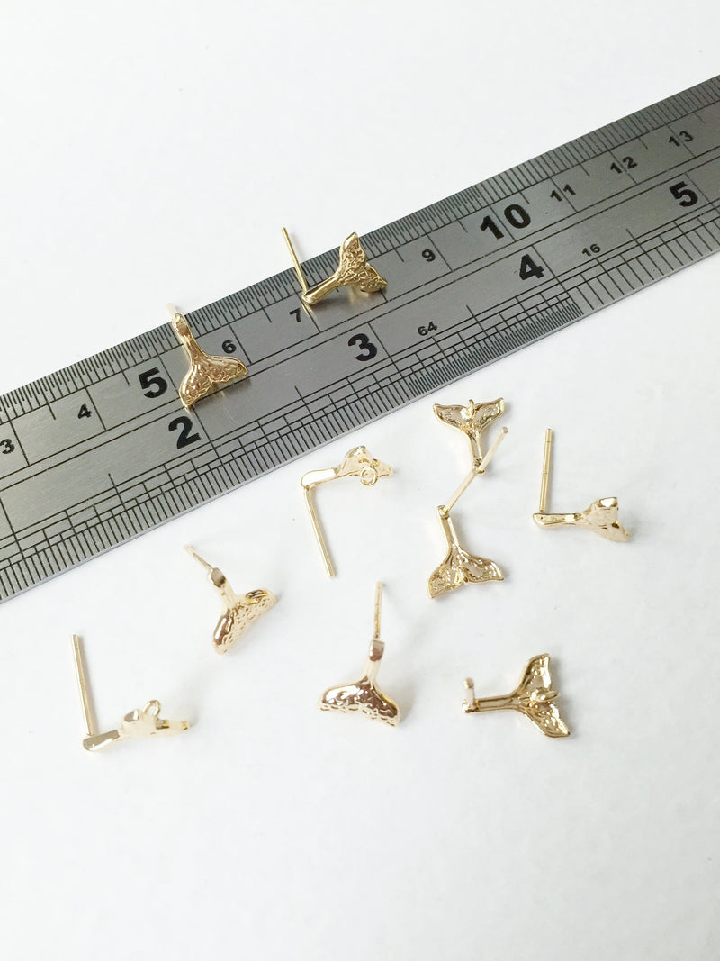 1 pair x 18K Gold Plated Mermaid Earring Studs, 11mm (0834)