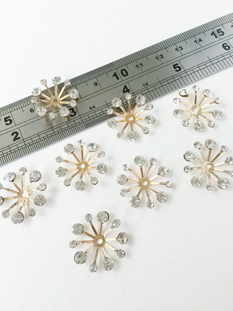 4 x Champagne Gold Flower Stamens with Crystals, 20mm (0685G)