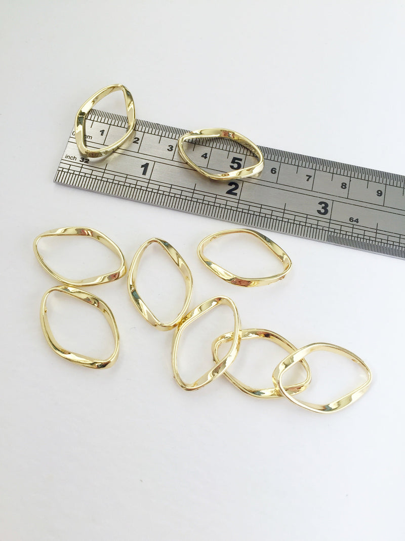 6 x Gold Plated Wavy Rhombus Connectors, 26x17mm (0603)