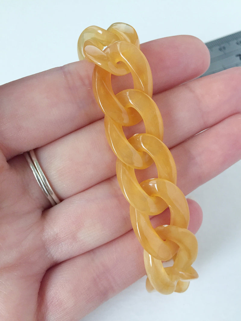 20 x Peach Tortoiseshell Acrylic Chain Links, 24x18mm