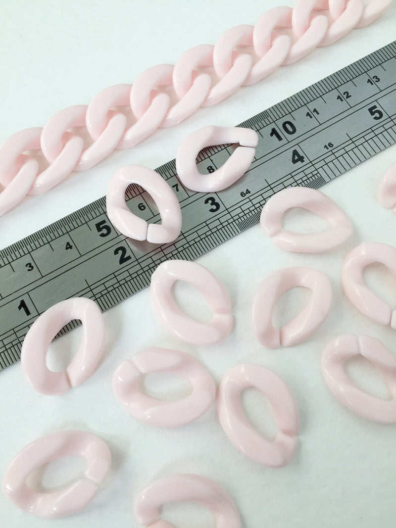 20 x Baby Pink Acrylic Chain Links, 23x18mm