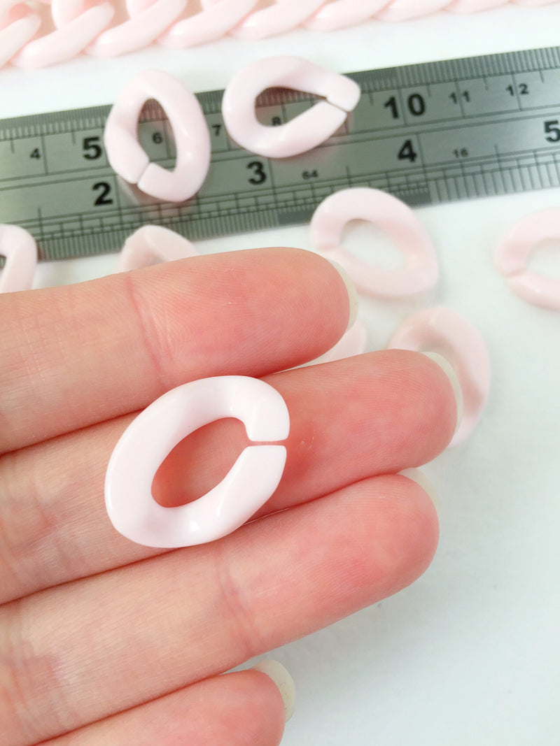 20 x Baby Pink Acrylic Chain Links, 23x18mm