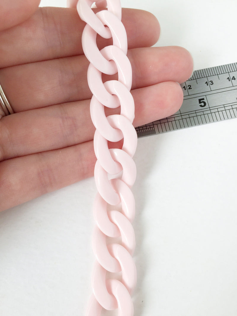 20 x Baby Pink Acrylic Chain Links, 23x18mm