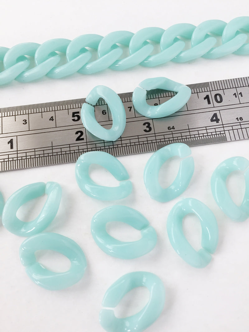 20 x Baby Turquoise Acrylic Open Chain Links, 23x18mm