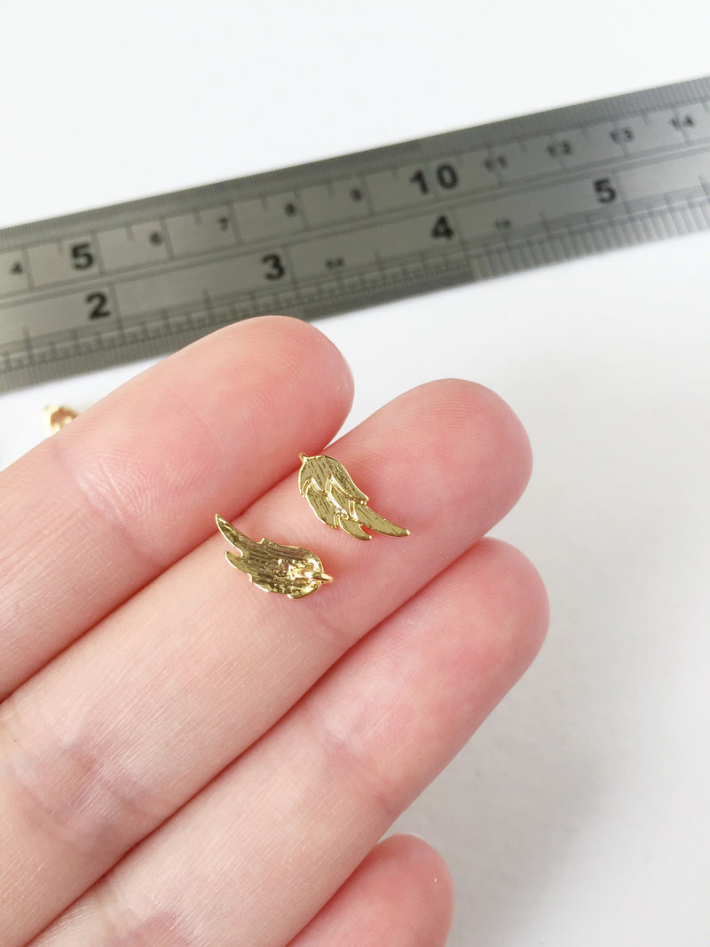 2 x 18K Gold Plated Tiny Wing Charms, 12x5mm (0270)