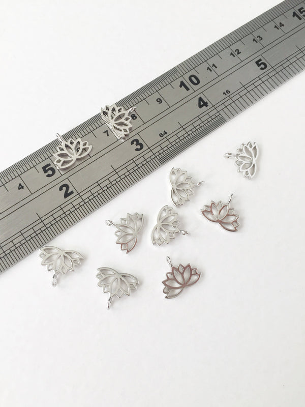 1 x Real Platinum Plated Lotus Charms, 11x12.5mm (0117P)