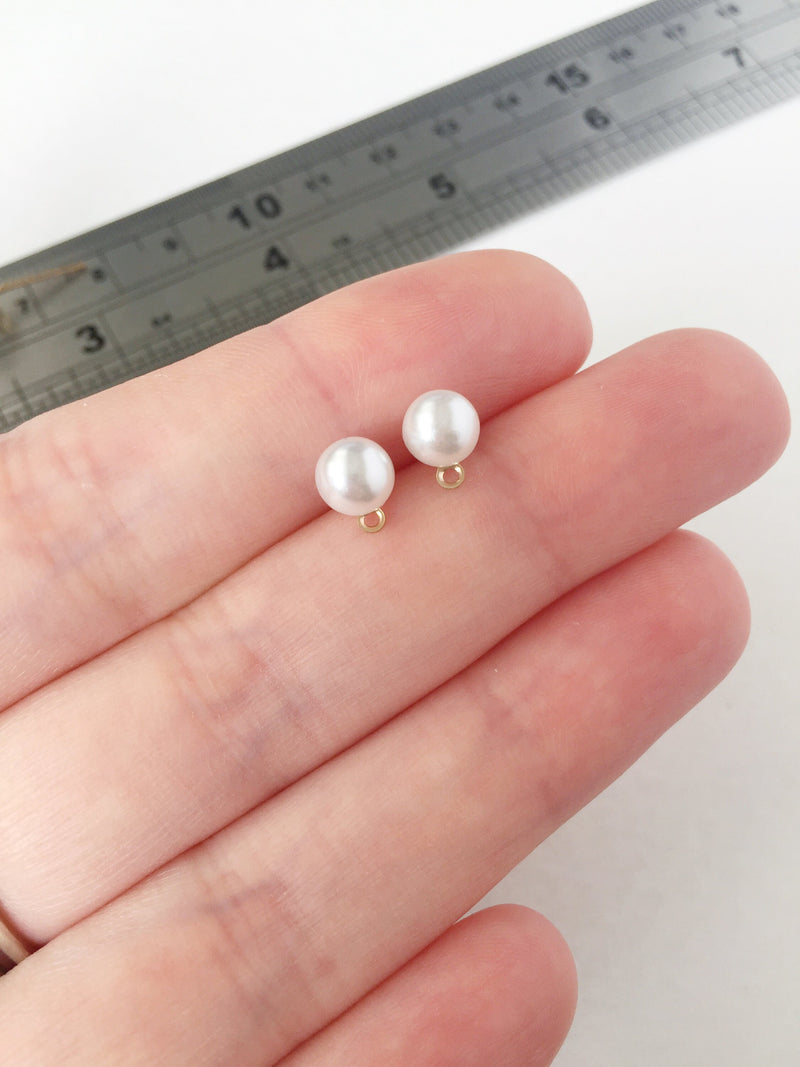 10 pairs x Gold Plated Pearl Earring Studs, 11mm (0815)