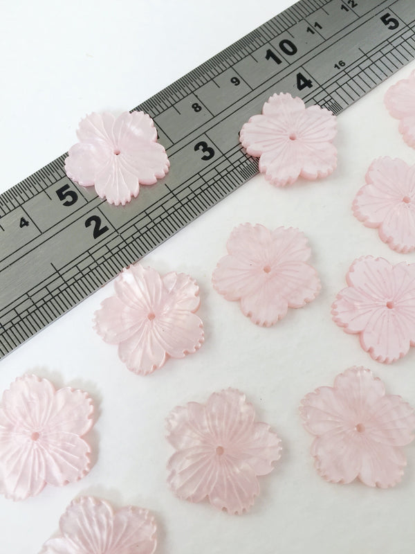 10 x Pearl Pink Flower Beads for Tiara Making, 20mm (0852S)