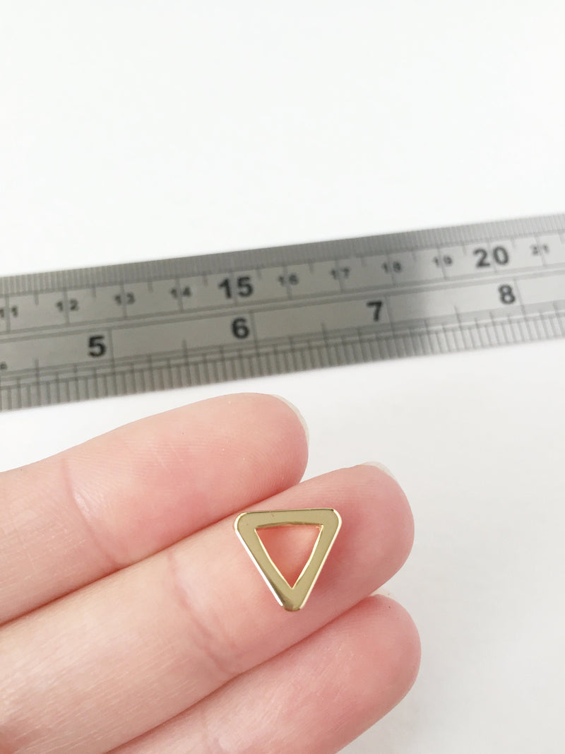 6 x 18K Gold Plated Chunky Triangle Connectors, 11mm (0058)