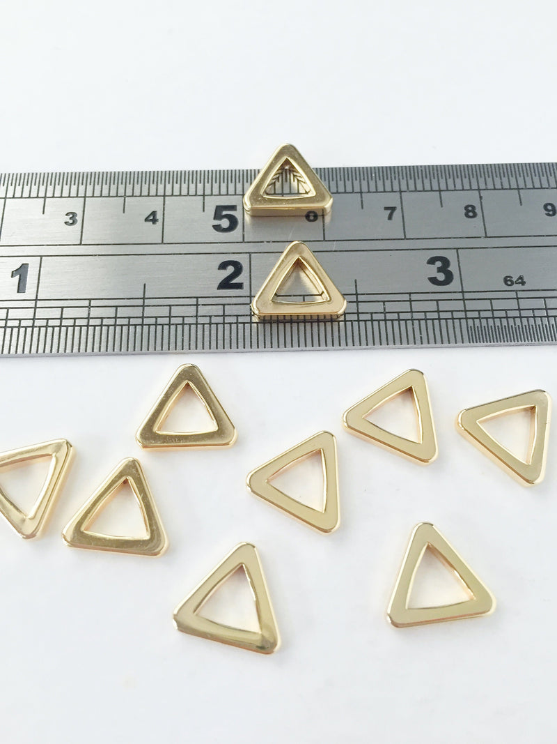 6 x 18K Gold Plated Chunky Triangle Connectors, 11mm (0058)