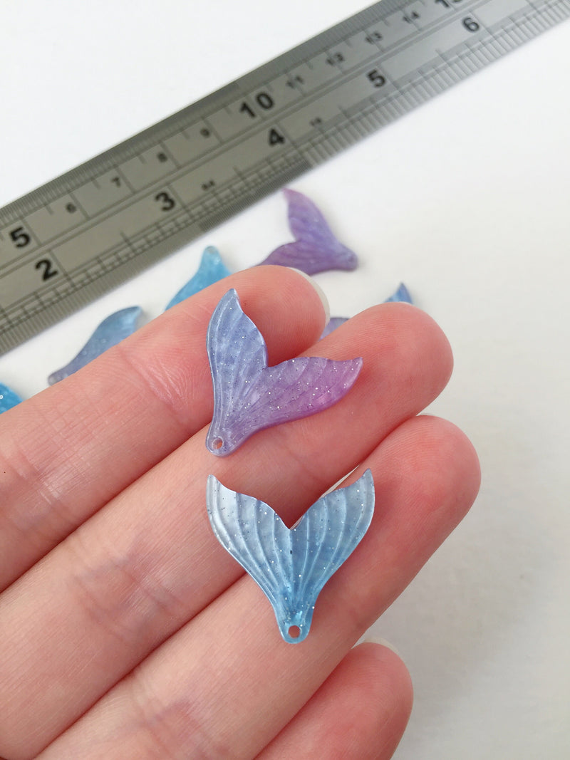 10 x Resin Mermaid Tail Charms, 20mm