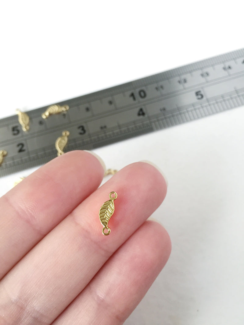 6 x 18K Gold Plated Leaf Connectors, 11x4mm (0095G)