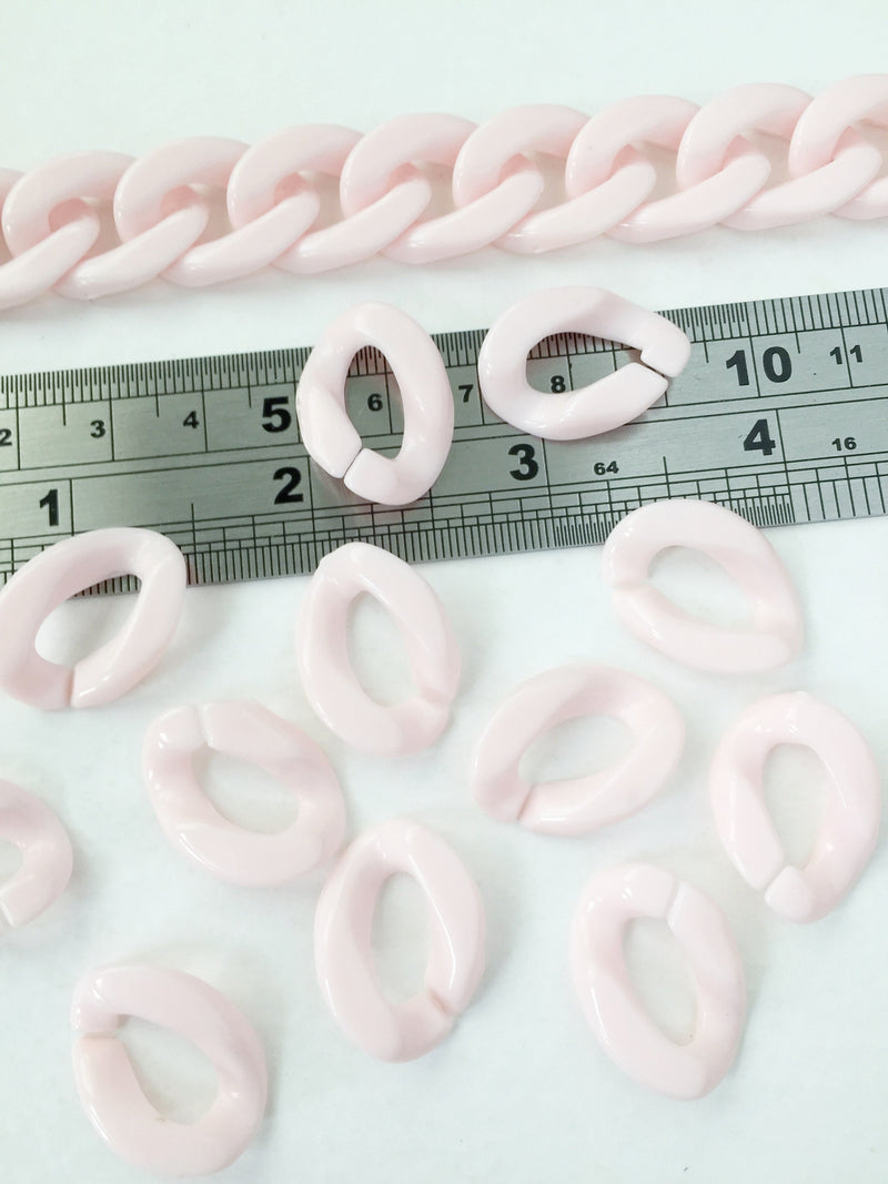 20 x Baby Pink Acrylic Chain Links, 23x18mm