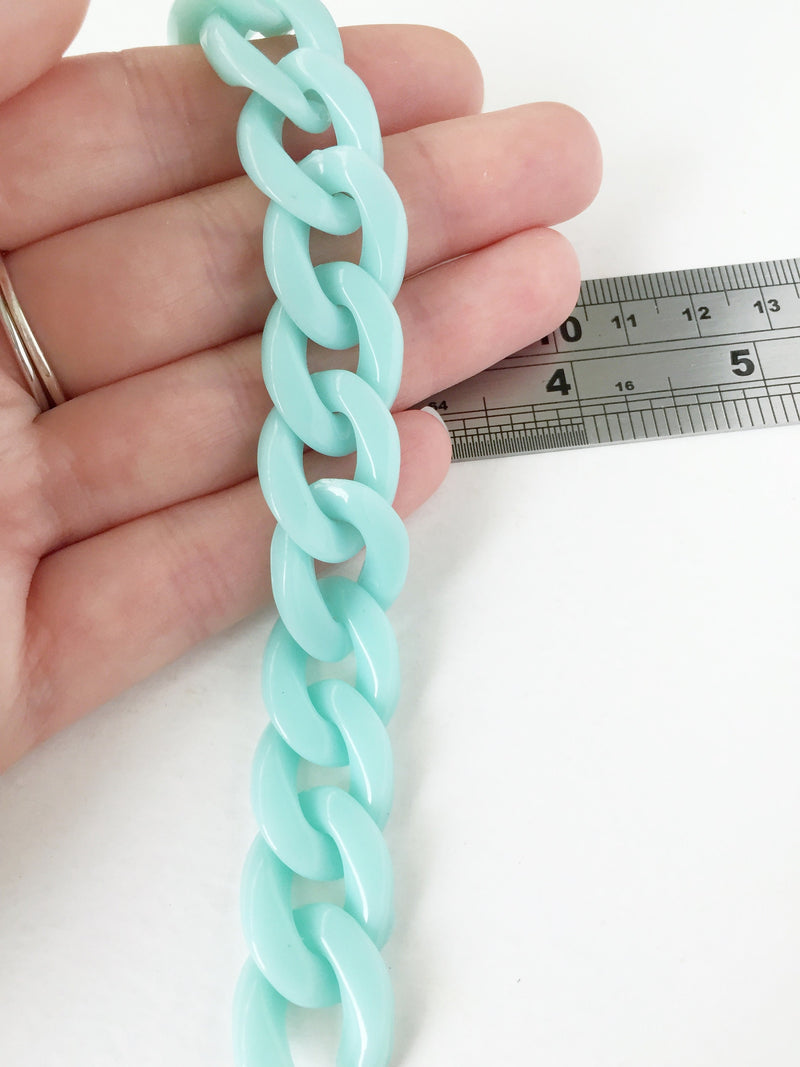 20 x Baby Turquoise Acrylic Open Chain Links, 23x18mm