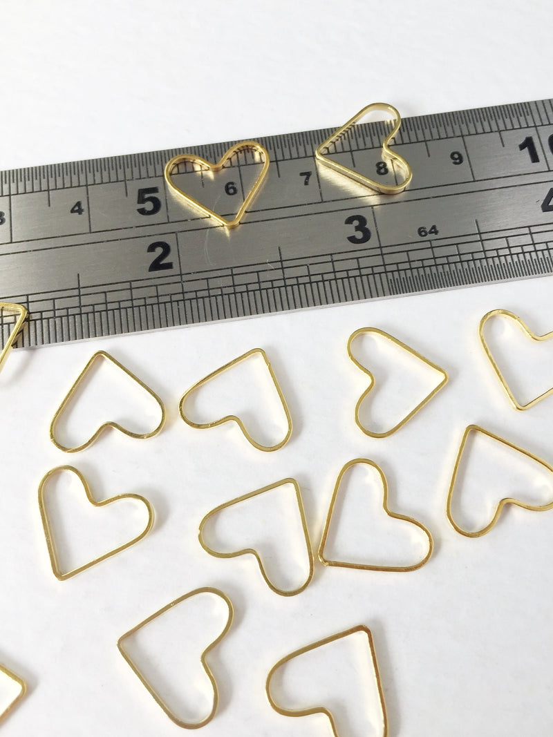 20 x Gold Heart Connectors, 14x12.5mm Gold Heart Linking Rings (0917)