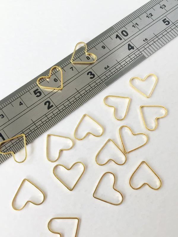 20 x Gold Heart Connectors, 14x12.5mm Gold Heart Linking Rings (0917)