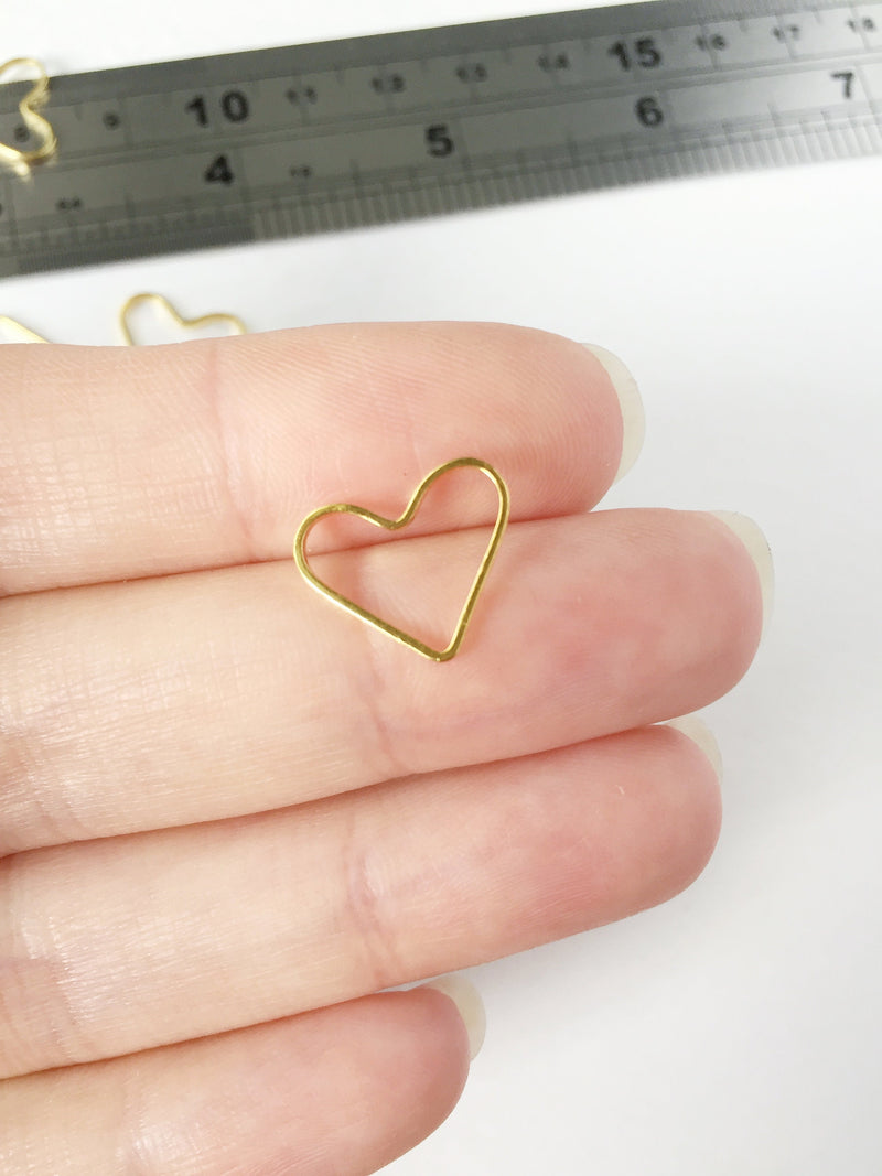 20 x Gold Heart Connectors, 14x12.5mm Gold Heart Linking Rings (0917)