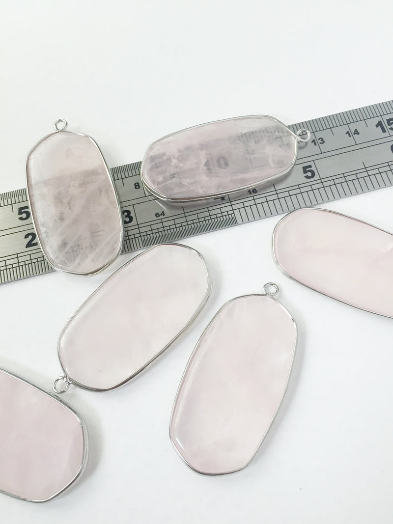 1 x Rose Quartz Smooth Hexagon Pendant, 49x28mm (0026)