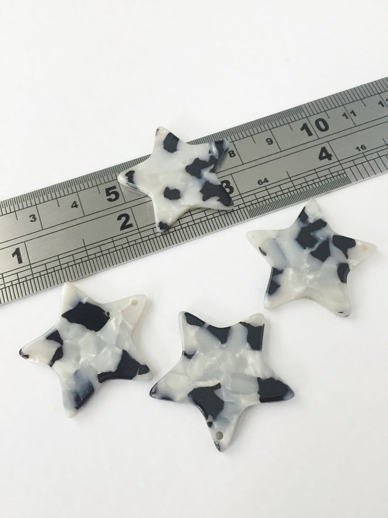 2 x Tortoise Shell Star Pendants, Cellulose Acetate Stars, Tortoise Shell Star Charms