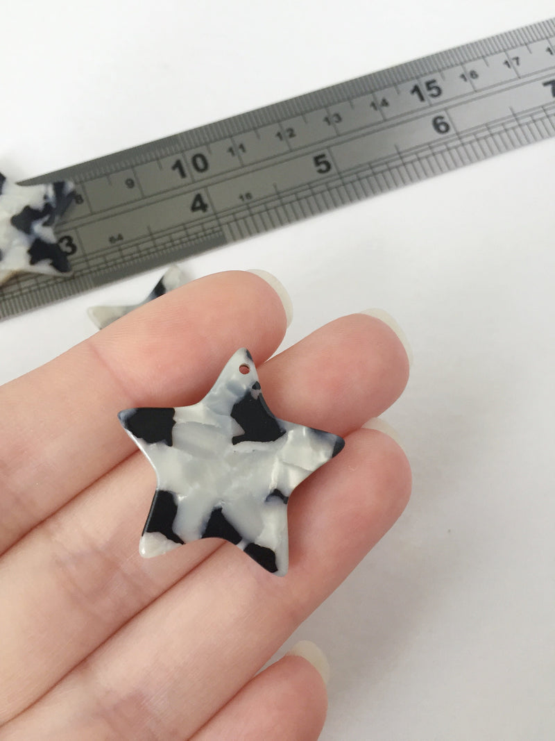 2 x Tortoise Shell Star Pendants, Cellulose Acetate Stars, Tortoise Shell Star Charms