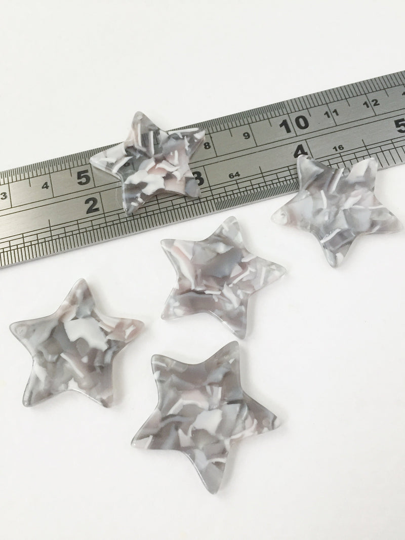 2 x Tortoiseshell Star Pendants, 29mm Cellulose Acetate Star Charms