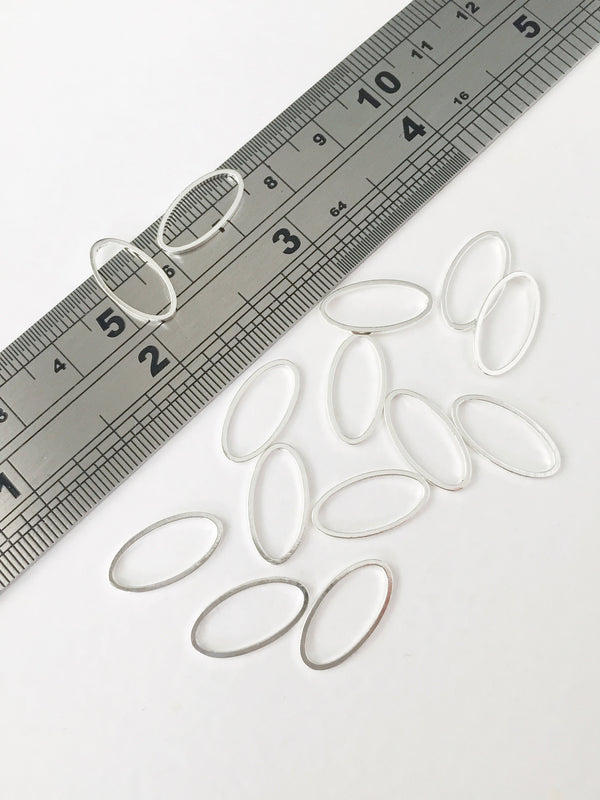 16 x Silver Plated Oval Connectors, 16x8mm (0977)