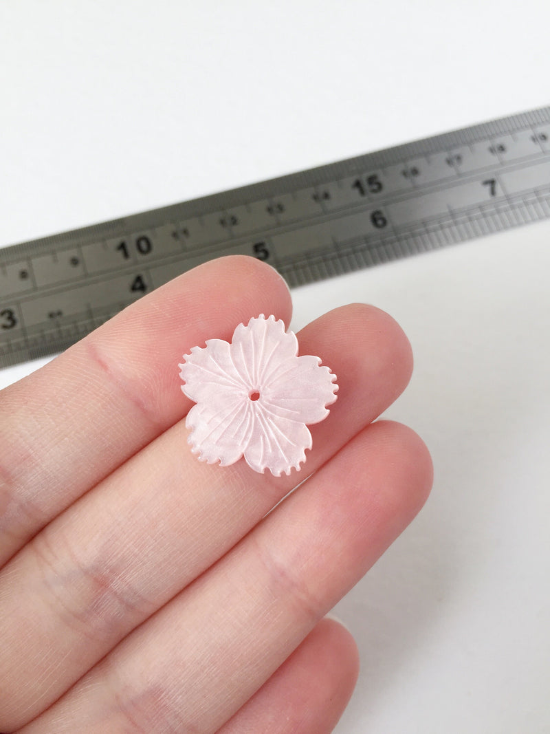 10 x Pearl Pink Flower Beads for Tiara Making, 20mm (0852S)