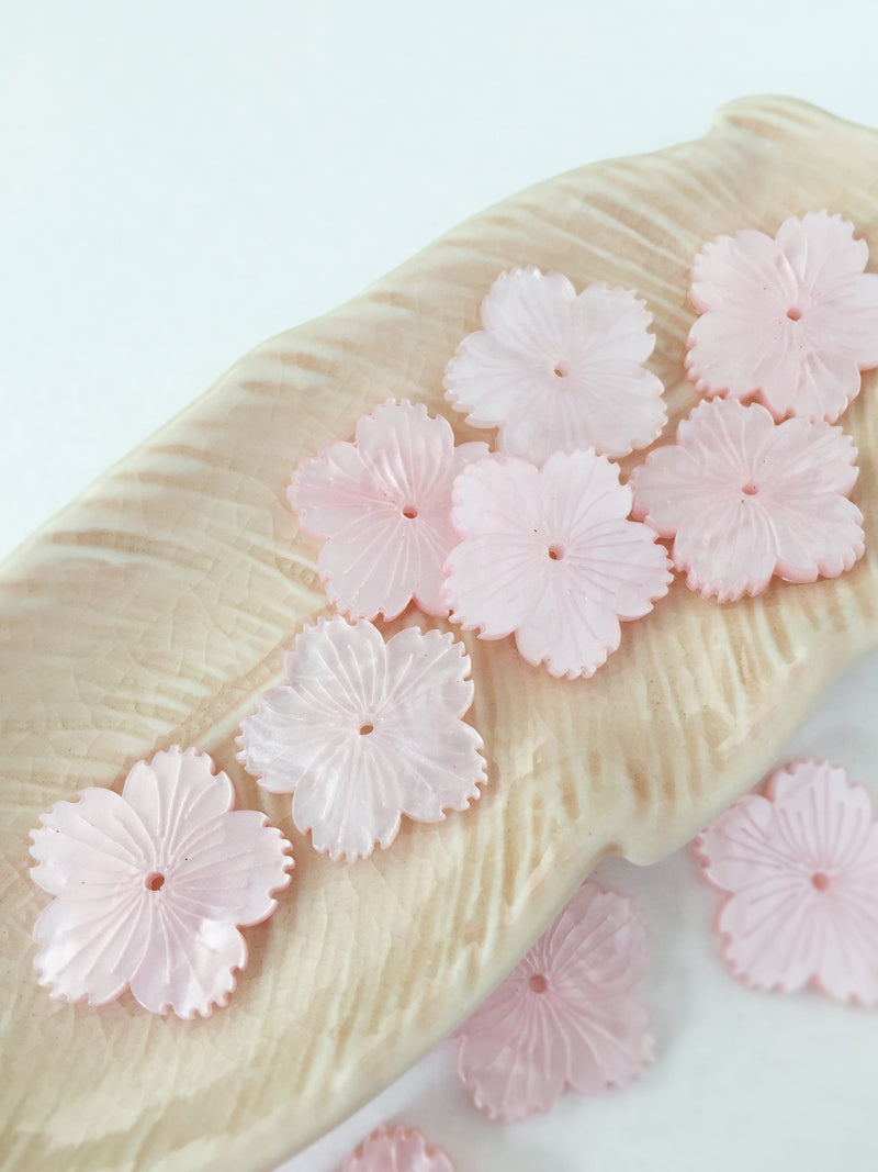 10 x Pearl Pink Flower Beads for Tiara Making, 20mm (0852S)