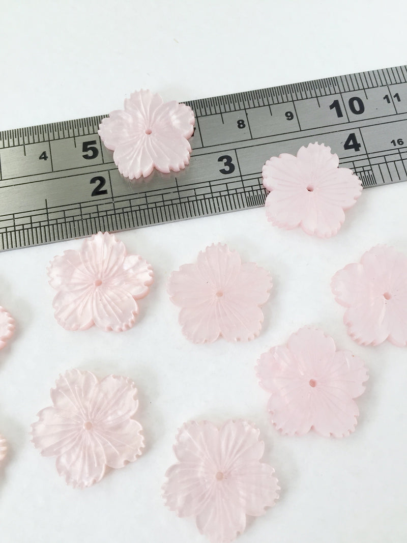 10 x Pearl Pink Flower Beads for Tiara Making, 20mm (0852S)