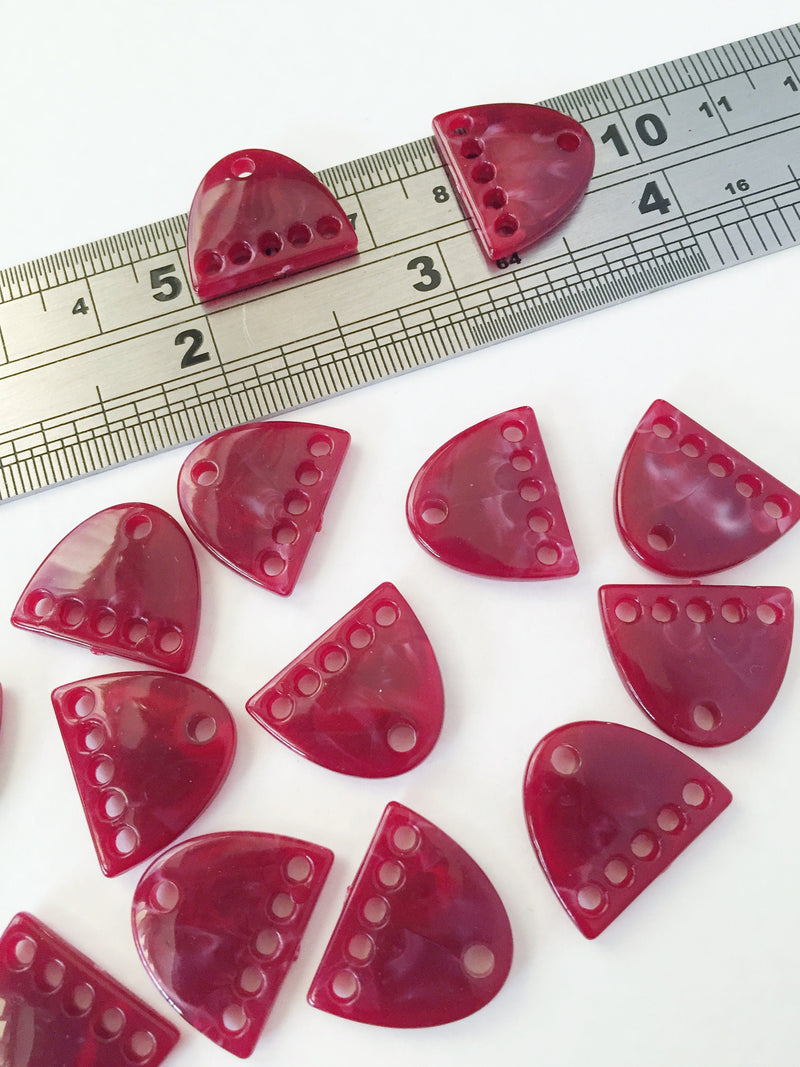 6 x Multiloop Acrylic Ruby Arch Connectors, 18x15.5mm