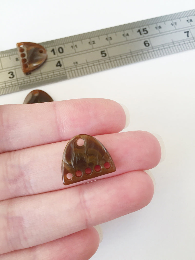 8 x Tortoise Shell Acrylic Earring Connectors, 18x15.5mm