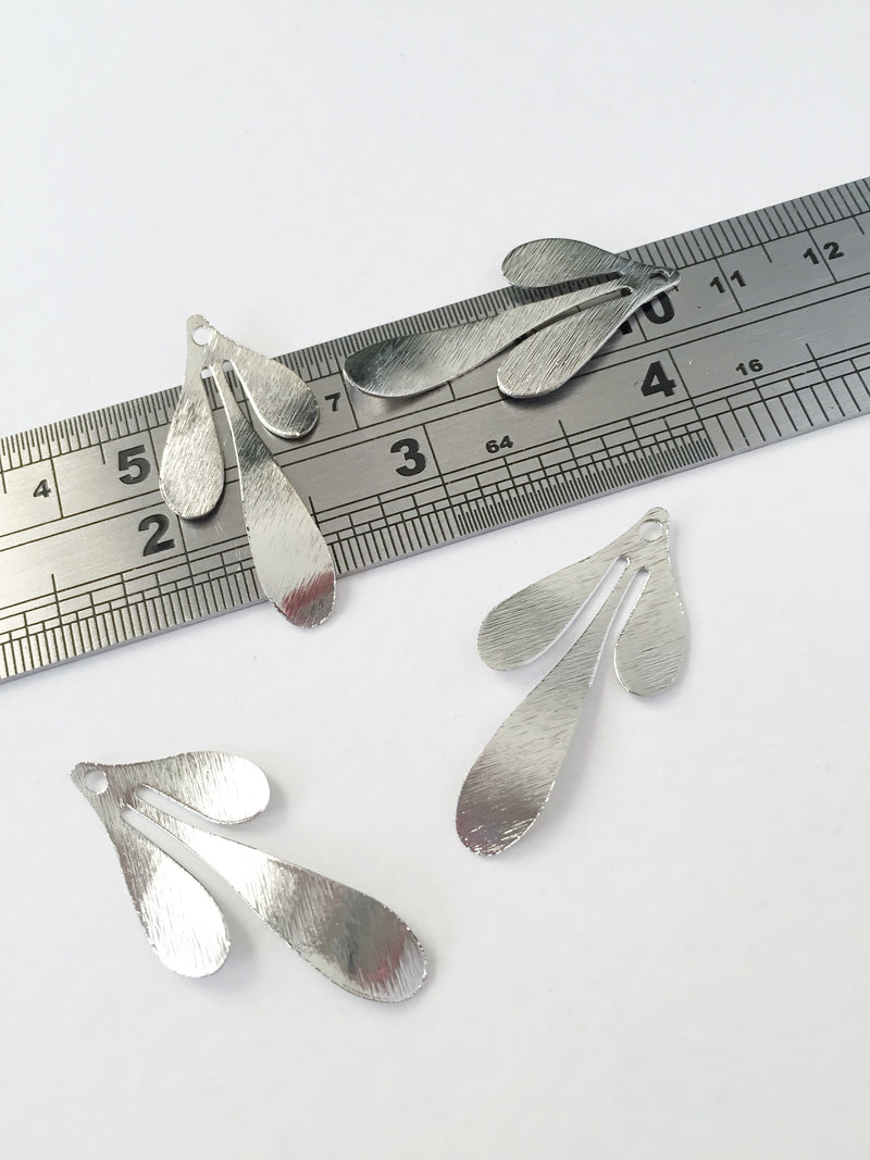 2 x Platinum Plated Small Leaf Pendants, 36x18mm (0741P)