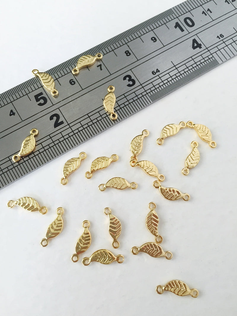 6 x 18K Gold Plated Leaf Connectors, 11x4mm (0095G)