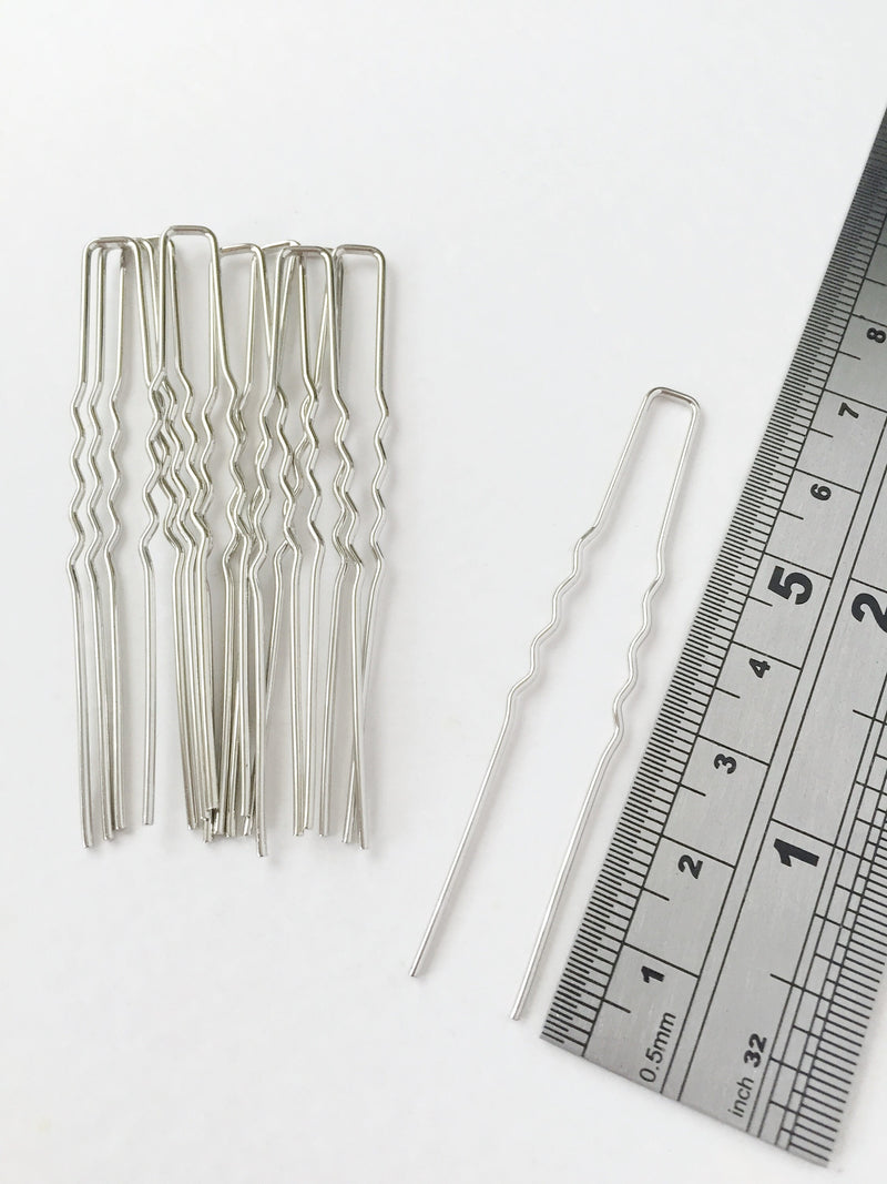 10 x Rhodium Bobby Pins Dull Silver Hair Pins DIY, 64mm Long (0715)