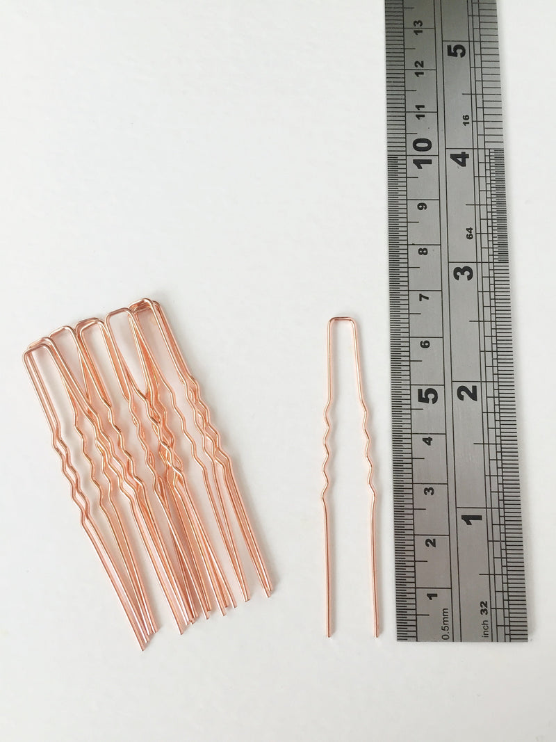 10 x Rose Gold Bobby Pins, 64mm Long (0718)