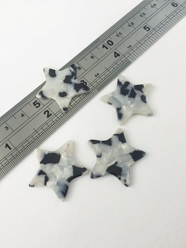 2 x Tortoise Shell Star Pendants, Cellulose Acetate Stars, Tortoise Shell Star Charms