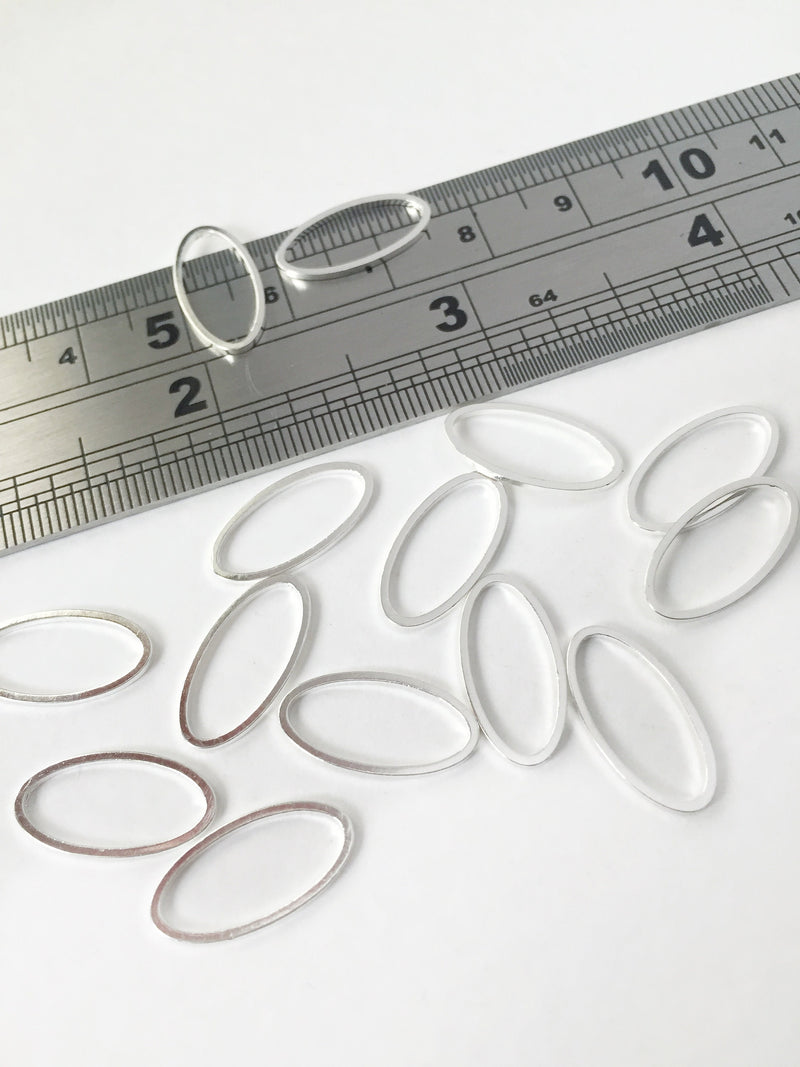 16 x Silver Plated Oval Connectors, 16x8mm (0977)