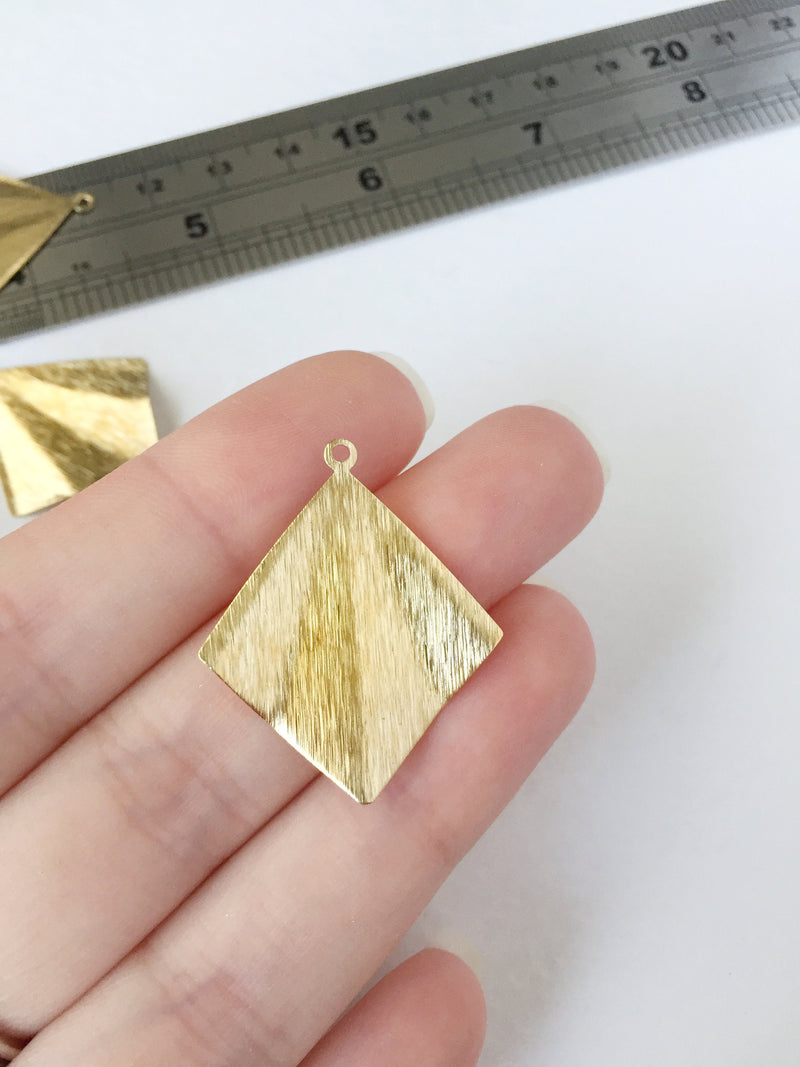 6 x Textured Raw Brass Kite Pendants, 32.5x27mm (0735)