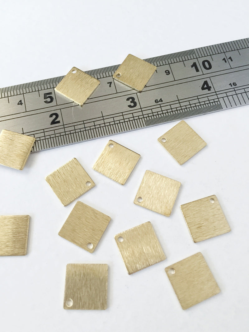 10 x Textured Raw Brass Rhombus Shape Pendants, 15mm (0730)