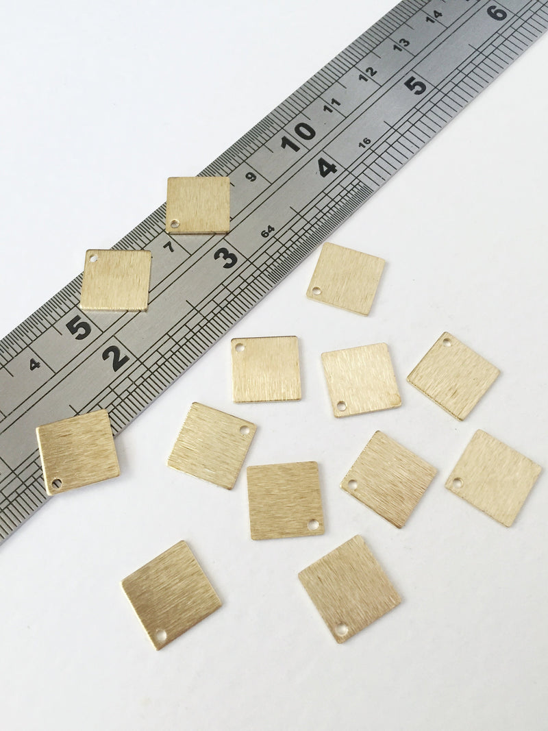 10 x Textured Raw Brass Rhombus Shape Pendants, 15mm (0730)