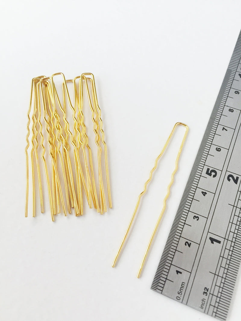 10 x Gold Bobby Pins, 64mm Long (0721)