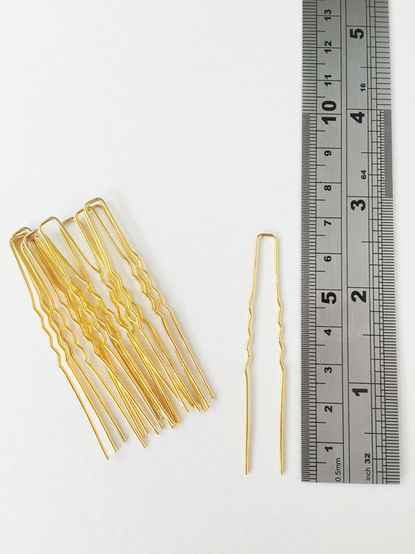 10 x Gold Bobby Pins, 64mm Long (0721)