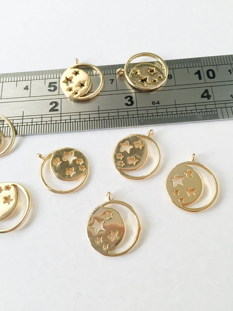 1 x 18K Gold Openwork Star Charms, 18x15.5mm (0320)