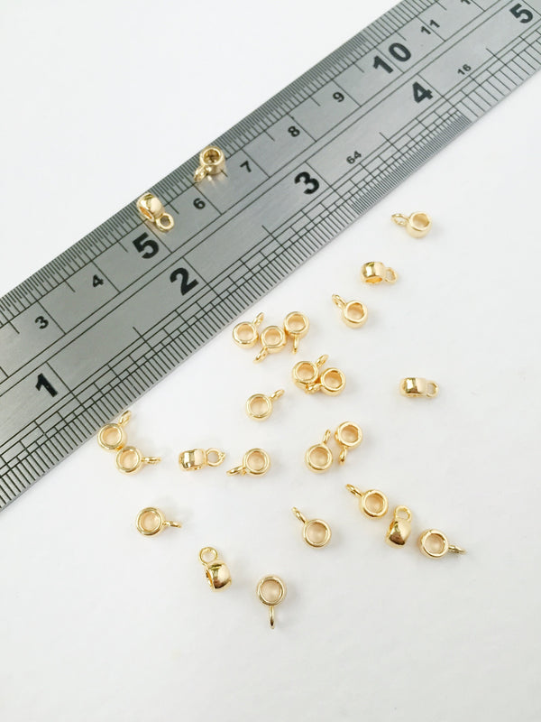 10 x Tiny 18K Gold Plated Bail Beads, 6.5x4mm (0212)