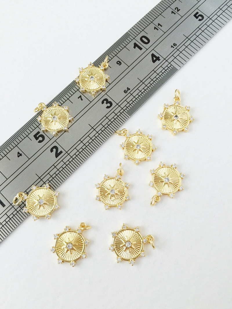 1 x 18K Gold Plated Star Charm with Cubic Zirconia, 15x13mm (0275)