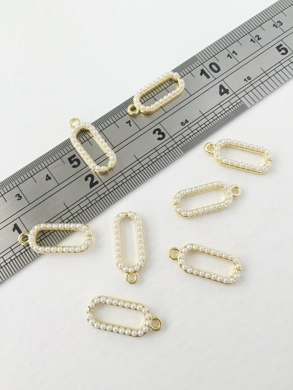 4 x Gold Plated Pearl Pendants, 21x9mm (0781)