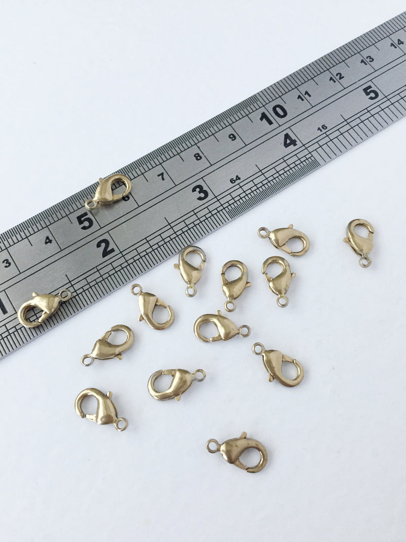 10 x 12x6mm Raw Brass Lobster Clasps (0500)