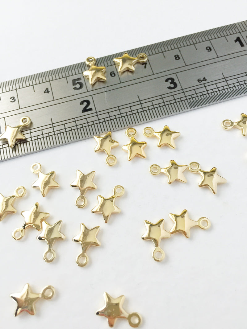 6 x 18K Gold Plated Star Charms, 7x10mm (0154)