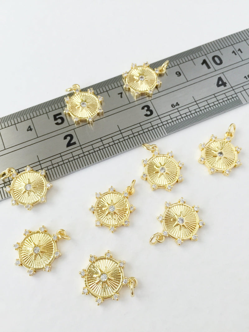 1 x 18K Gold Plated Star Charm with Cubic Zirconia, 15x13mm (0275)